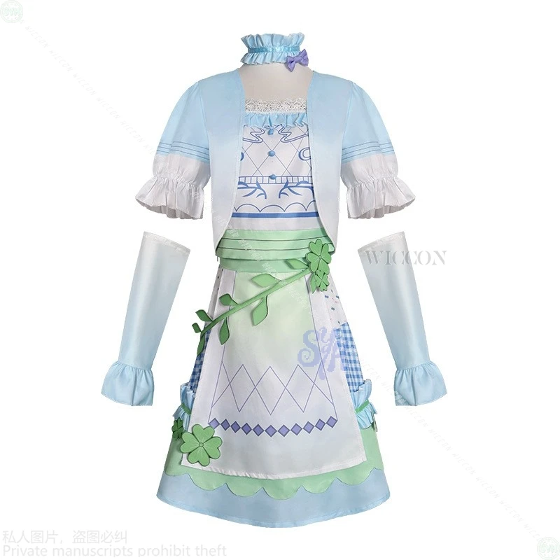 Yoisaki Kanade تأثيري لعبة مشروع Sekai أنيمي زي أزرق أخضر أنماط مثالية فستان البرسيم نمط Kawaii لوليتا هالوين #3