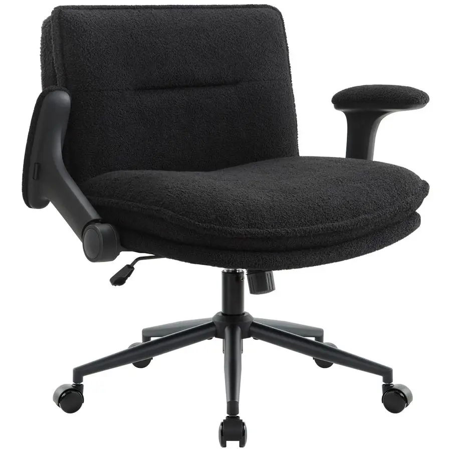 

Cross Chair with Wheels and FlipUp Arms, Ergonomic Cross Legged Office Chair with Fabric Padded, Height Adjustable Wide Seat Cro