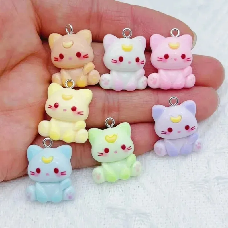 10PCS Cartoon Niedlichen Tier Katze Anhänger Harz Schmuck Machen DIY Ohrringe Schlüsselbund Telefon Halskette Entdeckt