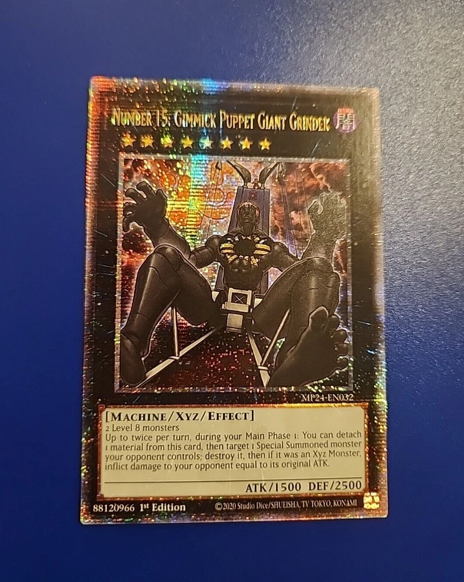 

Yugioh KONAMI TCG MP24-EN032 Number 15: Gimmick Puppet Giant Grinder Quarter Century English 1st Edition Collection Mint Card