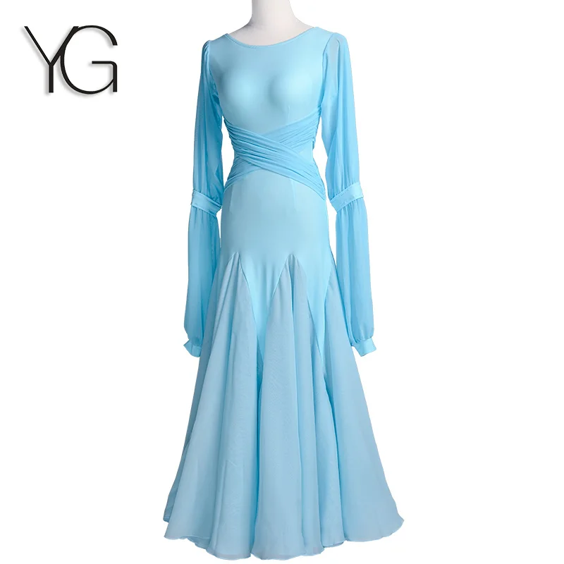 

Modern New Style Practice Pure Color Fresh Chiffon Custom National Standard Dance Performance Social Swing Dress