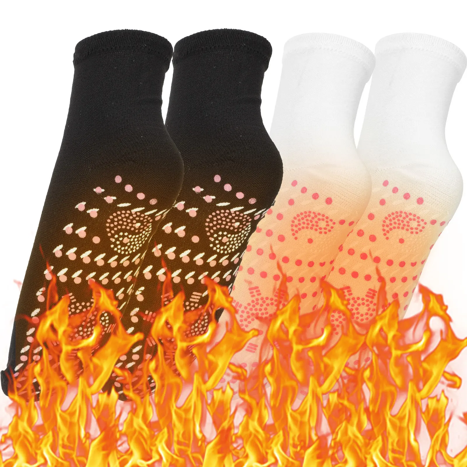 

2Pairs Self-Heating Warm Socks for Winter Men Women Thick Elastic Cotton Heated Socks for Skiing Hiking Running Cycling Outdoor