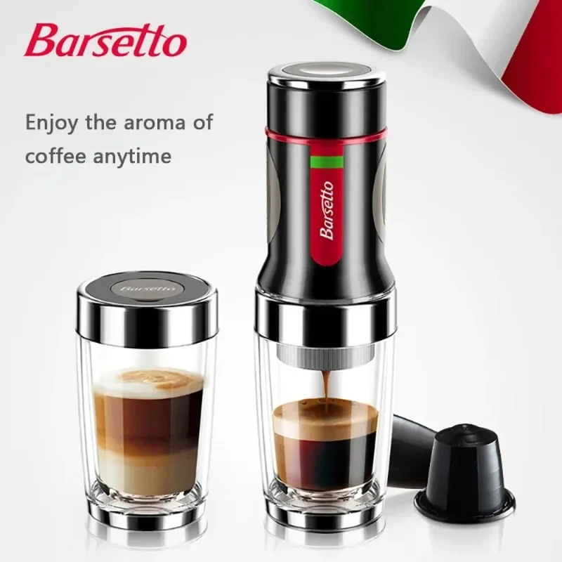 Barsetto Coffee Machine Manual Coffee Maker Capsule Outdoor Travel Hand Press Espresso Powder Maker Portable Mini Mill Tools