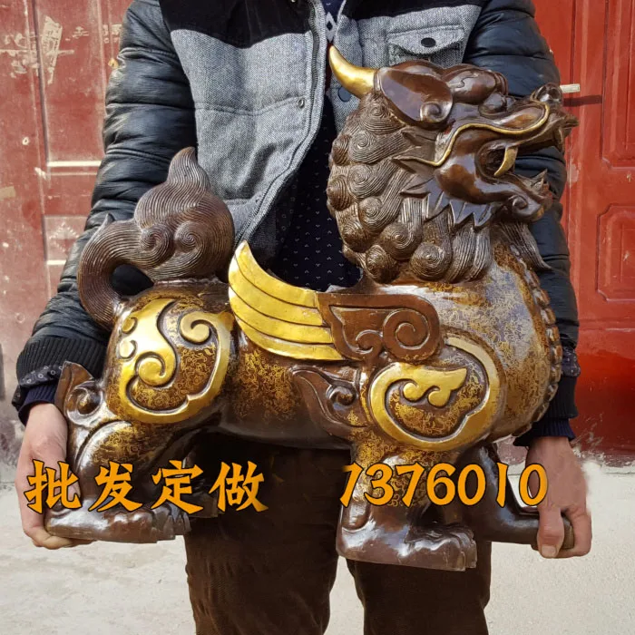 54CM large Huge # HOME house Shop hall lobby  thriving business efficacious mascot talisman Mythical dragon PI XIU brass statue