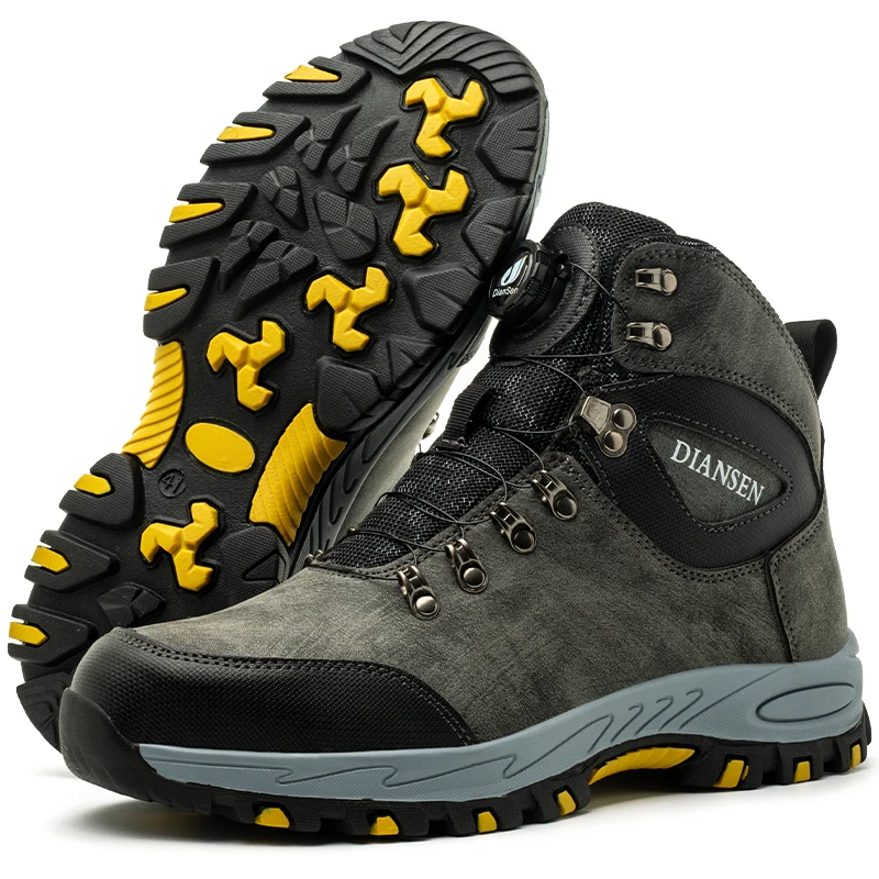 New Rotating Button 2024 Waterproof Security Work Safety Boots Protective Leather Boots Anti-smash Anti-puncture Industrial Shoe