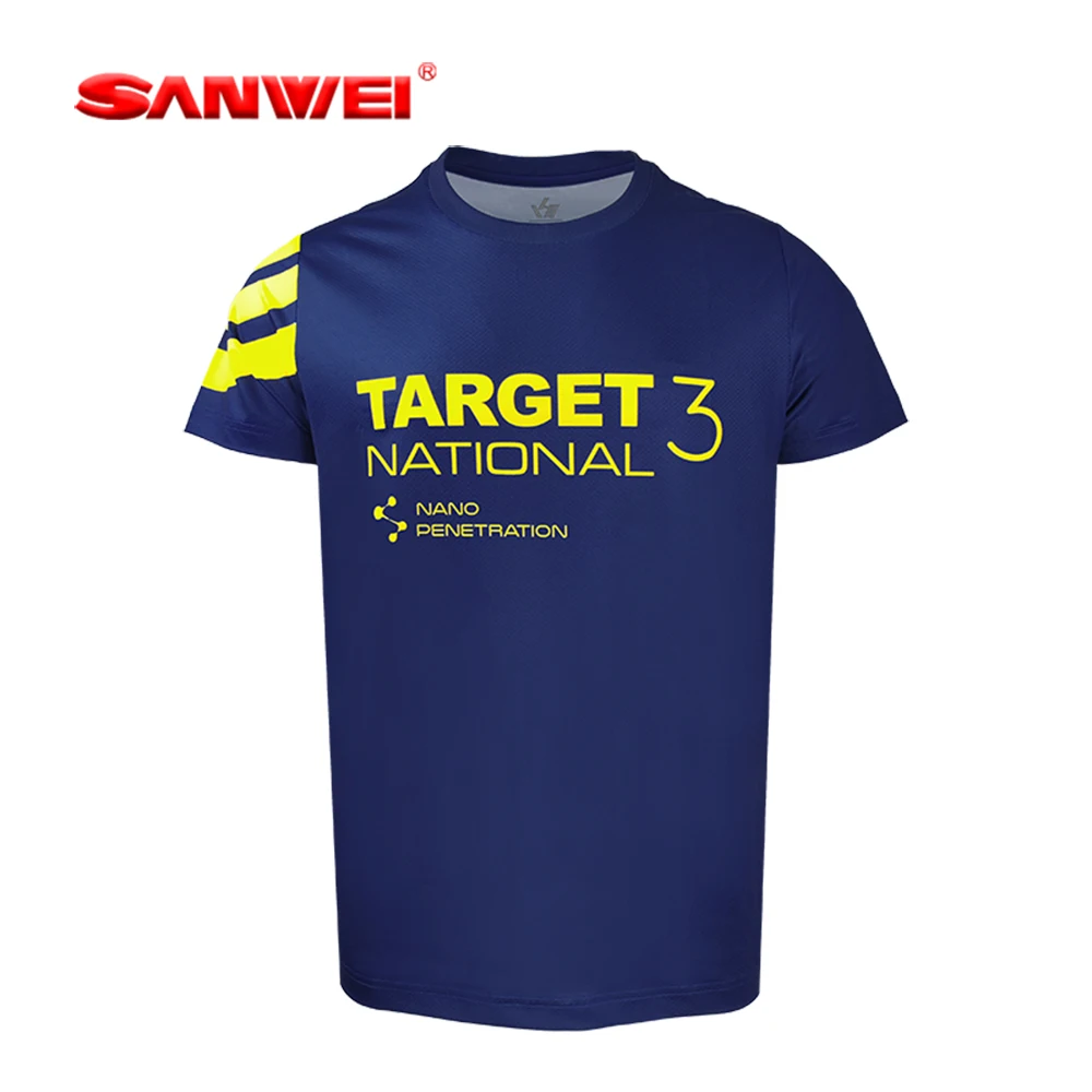 

Original SANWEI Table Tennis Blue T-Shirt Quick-drying Sports Shirt Sweat-wicking and Breathable Gym Shirt