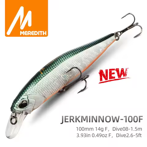 MEREDITH JERKBAIT 100F MINNOW 14g Floating Wobbler Fishing Lure Minnow Lure Hard Bait Quality Professional Depth0.8-1.0m
