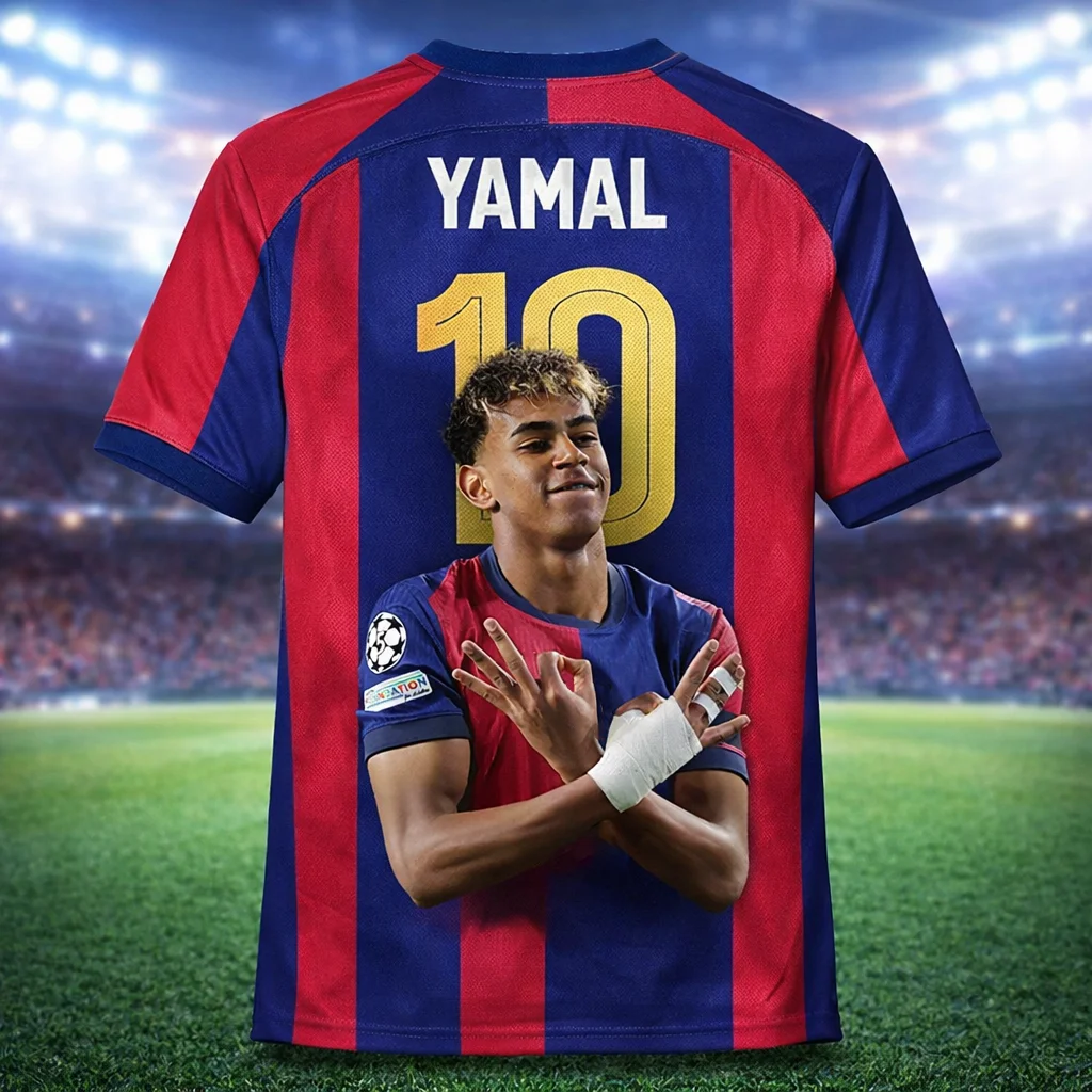 Camiseta Conmemorativa de Fútbol de Lamine Yamal 2026, Impresa en 3D, con Tejido Transpirable de Secado Rápido para el Verano