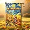 Fall Garden Flag Tis The Season Football Player Garden Flags 12x18 Inch Double Sided, Sunflower & Corn Harvest Yard Flag jjp