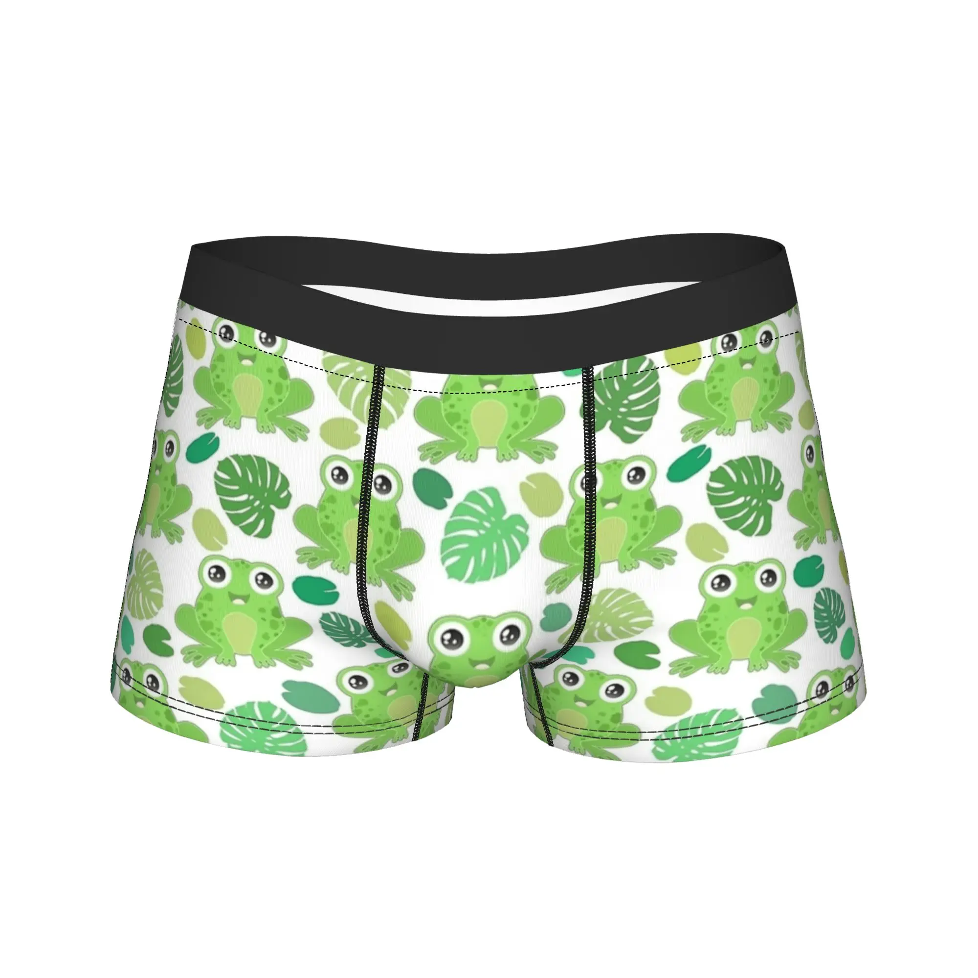 

Нижнее белье с милыми мультяшными зелеными лягушками, удобные трусы-боксеры, дизайнерские трусы для мужчин, 3D чехол, багажник большого размера