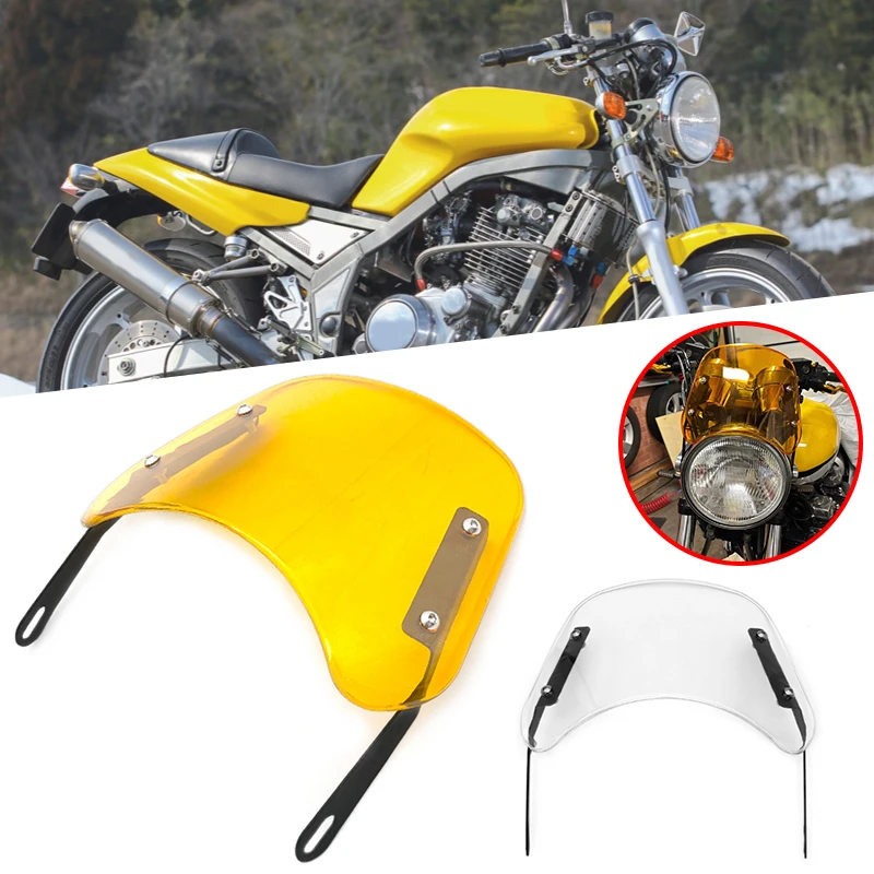 SRX600 400 250 Universal Motorcycle Black Windshield Wind Deflector Windscreen Fairing For YAMAHA SR500/400 SRV250 RZ250R RD250