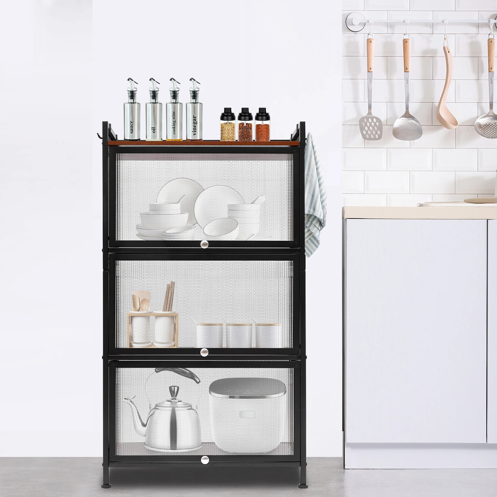 CNCESTKitchen Shelves Bread Rack 4 Tier Storage Rack Microwave Oven Stand Coffee Station Storage Cabinet Kitchen Organizer Shelf image 6