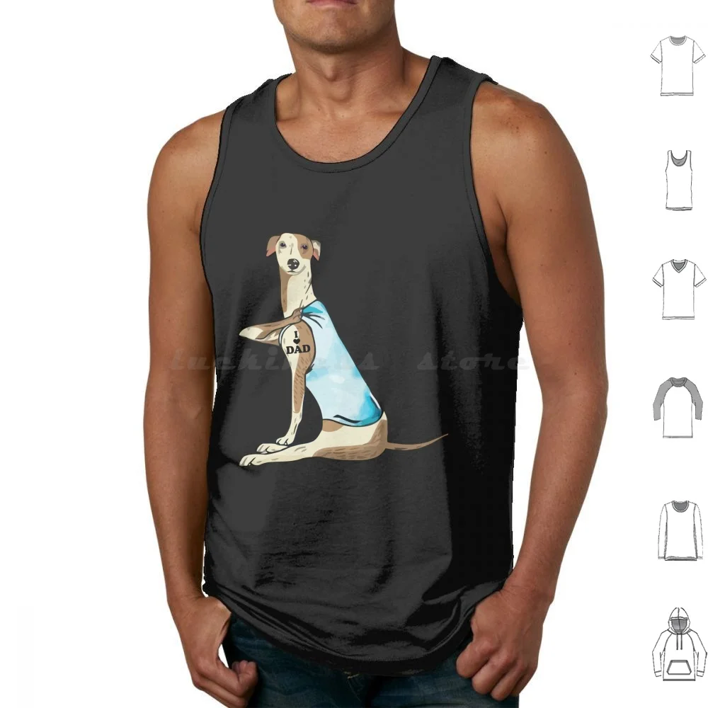 

I Love Dad Tattoo Whippet Dog влюбленные майки с принтом хлопчатобумажные топы для собак Greyhound Lover