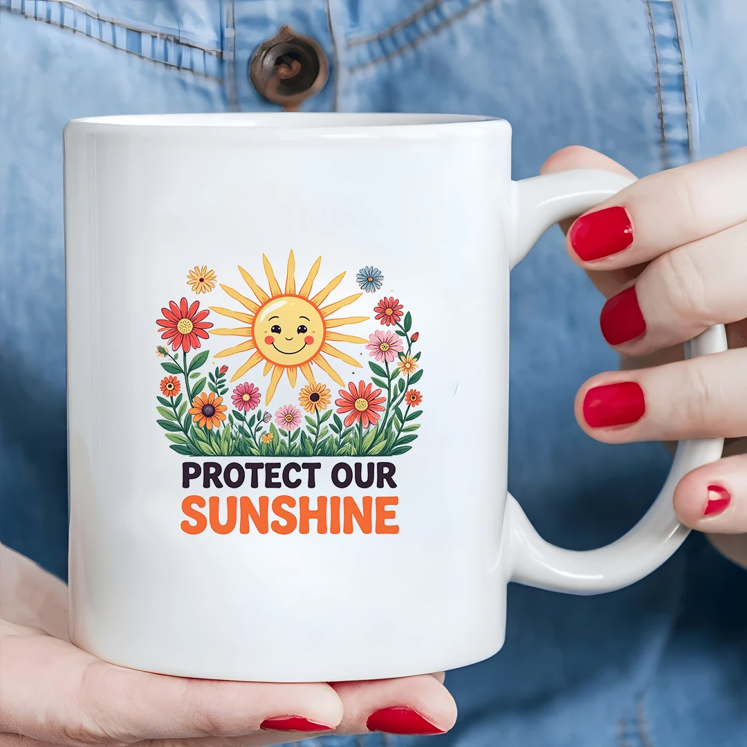 

11oz Cup + Cartoon Sunflower Design + Kids Eco-Friendly Cup Perfect Christmas Gift for Family & Office