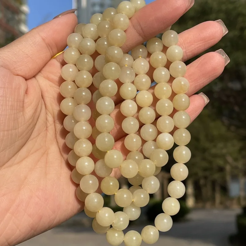 

Натуральный нефрит Хэтянь 8 мм медовый браслет 108 бусин Будды ожерелье цепочка для свитера