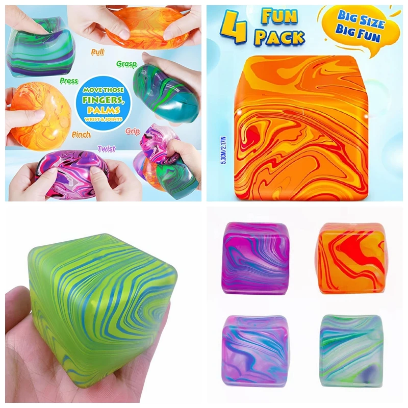 Juguetes Antiestrés de Cubo Geométrico Blandito para Apretar, Divertidos Juguetes Sensoriales para Niños y Adultos, Regalos de Juguete de Rebote Lento para Aliviar el Estrés