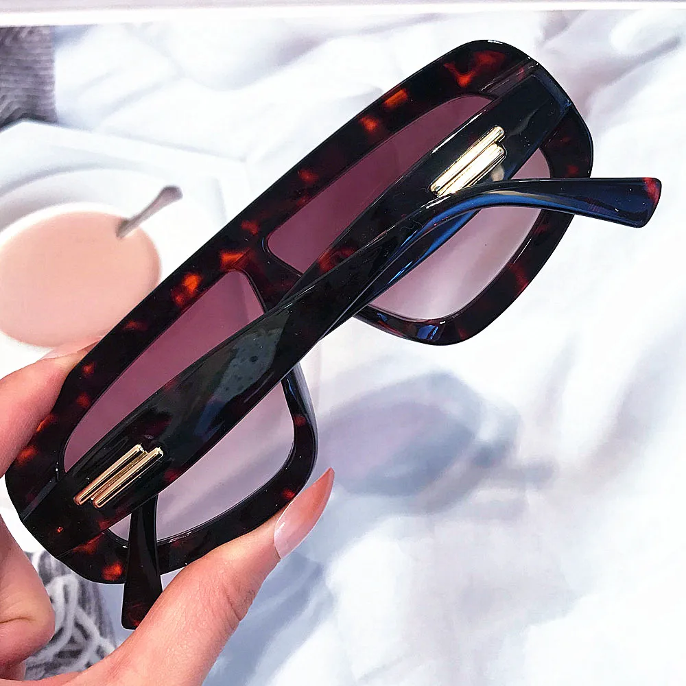 Vintage One-Piece Quadratische Sonnenbrille für Damen Neue Mode Schwarze Verlaufsgläser Übergroße Sonnenbrille für Herren Retro Gestreifte Fahrbrille – Detail 8