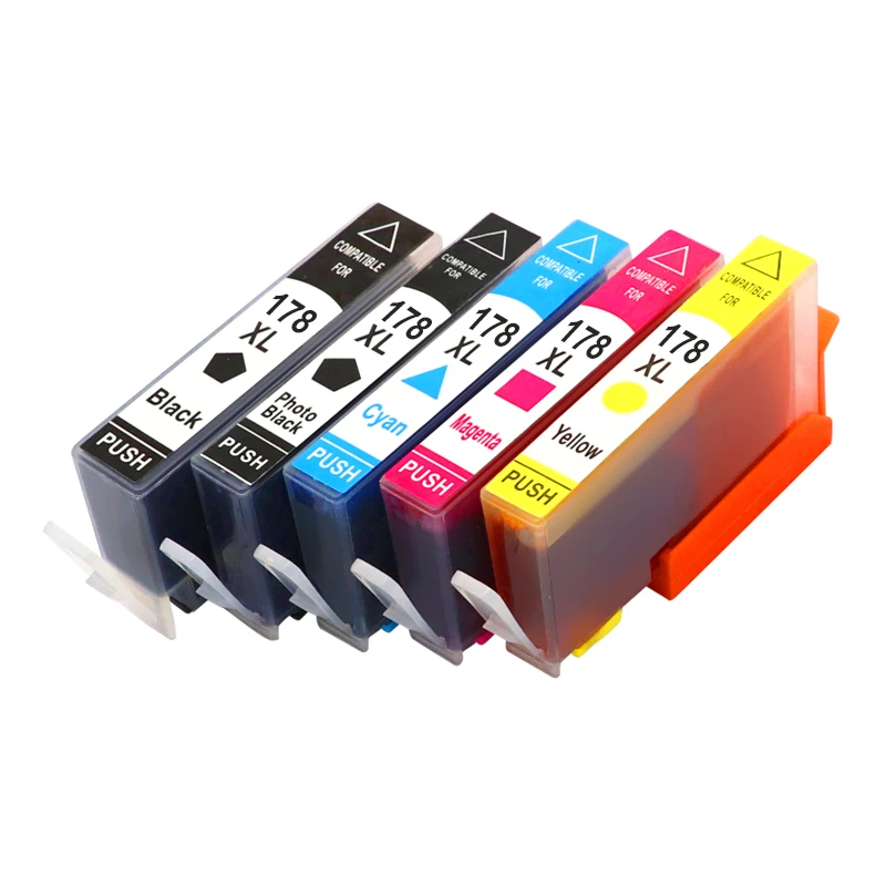 NEW 5PCS Compatible Ink Cartridge for HP 178 for HP178 178XL Photosmart 5510 5515 6510 7510 B109a B109n B110a Printer