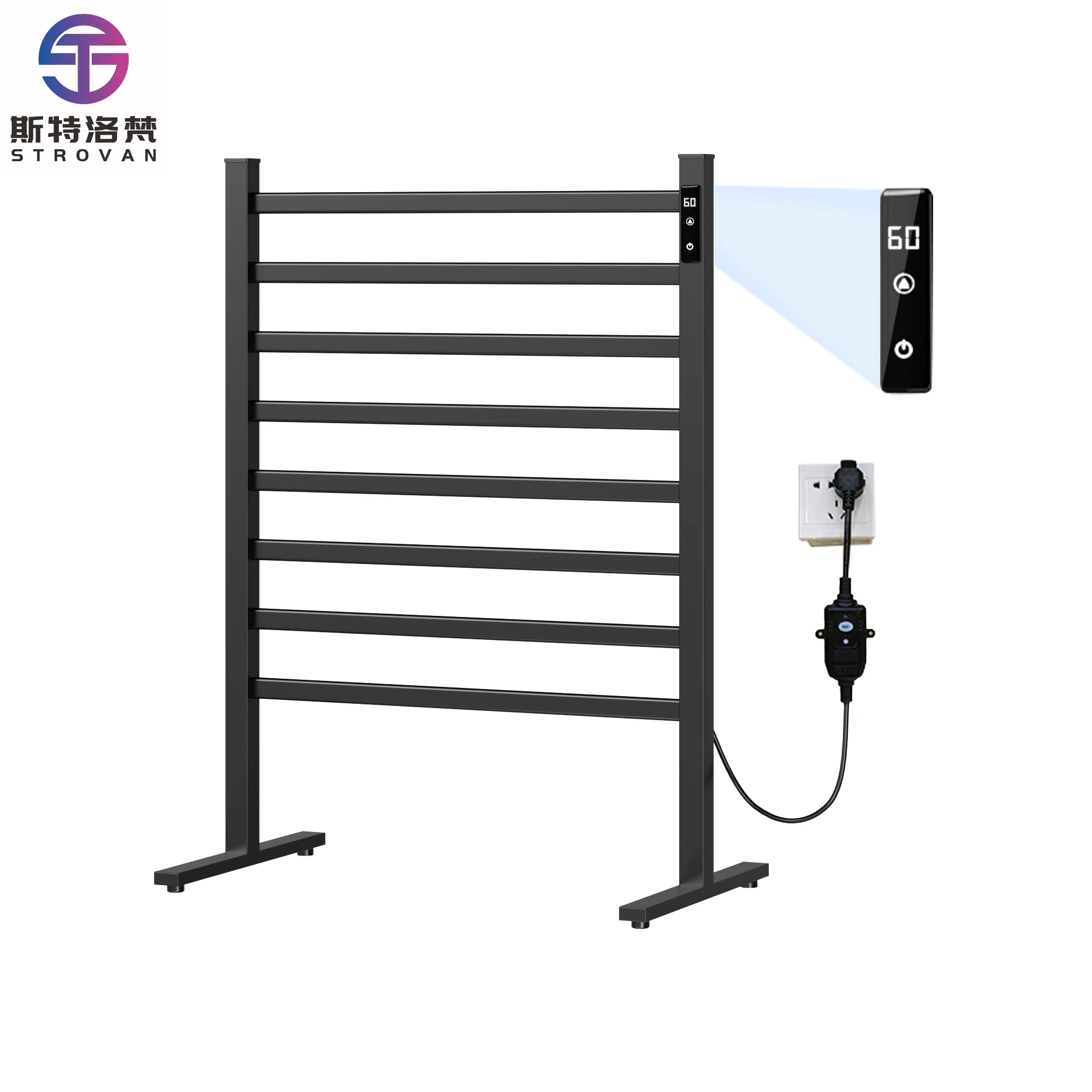 Floor-standing Space Aluminum Towel Warmer Heater with Temperature & Timer Settings