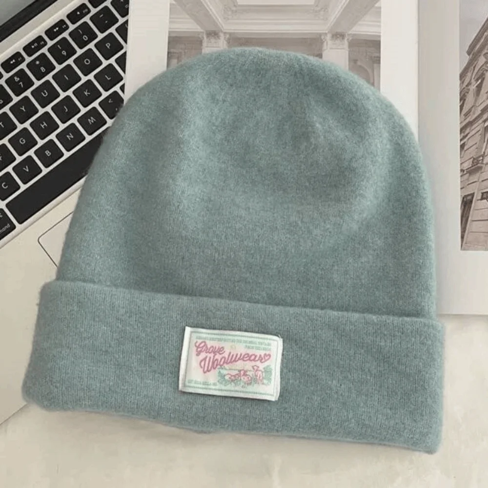 

Fashion Keep Warm Knitted Pullover Hat Coldproof Ear Protection Woolen Stacked Hat Solid Color Soft Beanies Cap Winter