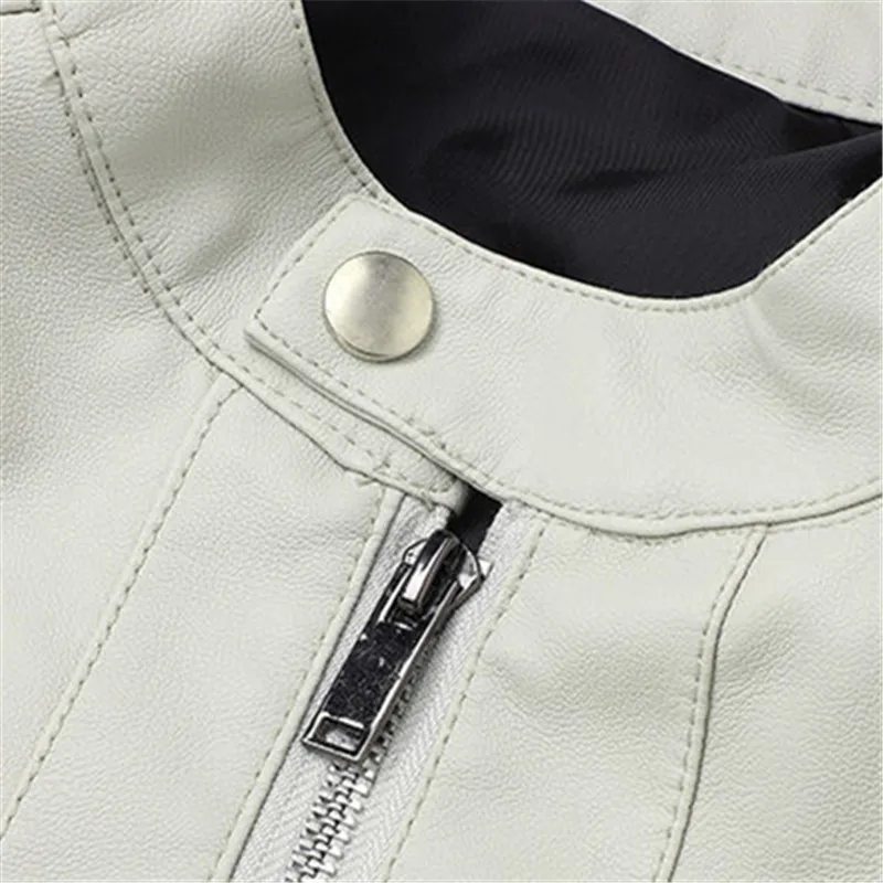 Autumn Men's PU Leather Jackets Fashion Motorcycle Leather Coat Casual Stand Collar Solid Vintage Male Moto Biker Jacket Outwear view 3