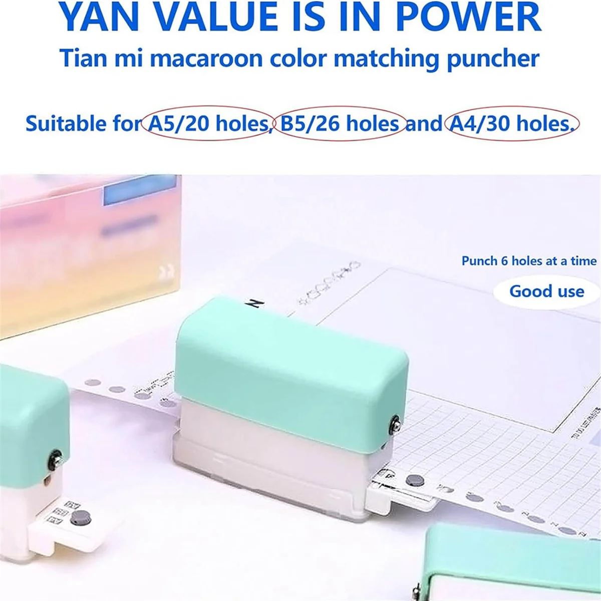 ONGE  Mini Binding Machine, 6 Hole Manual Binding Machine,Cinch Machine for A4 30 Holes B5 26 Holes A5 20 Holes