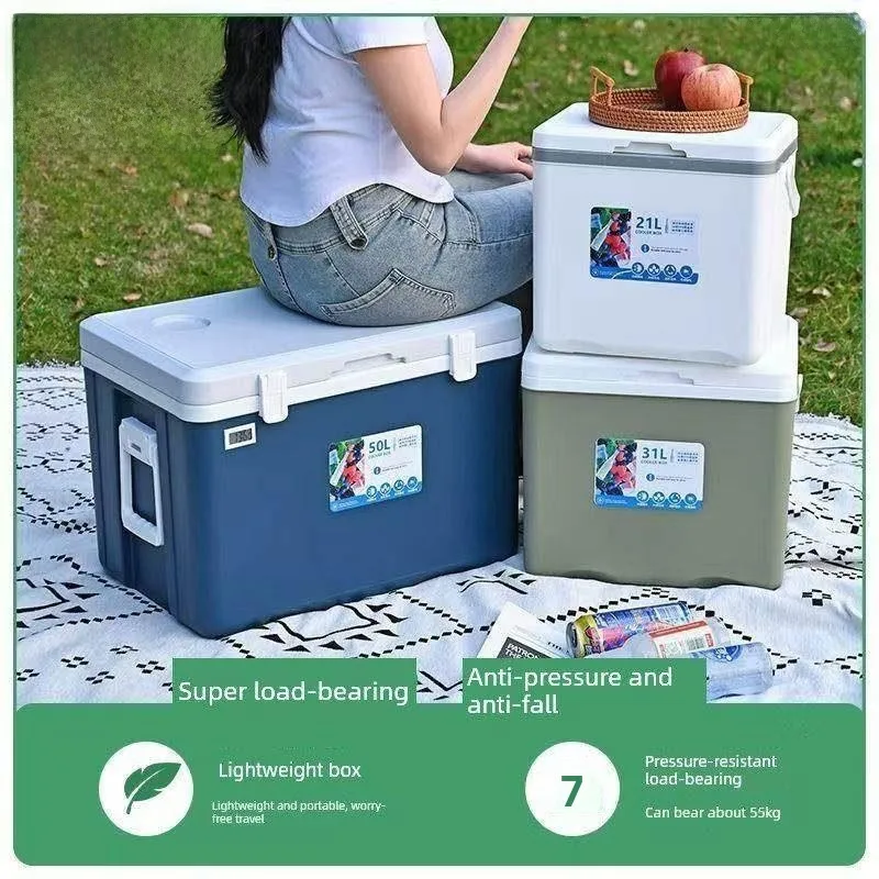 

Portable Camping Style Insulated Cooler Box Picnic Refrigeration Vehicle Commercial Cooler Stall Ice Box Portable Ice Bucket