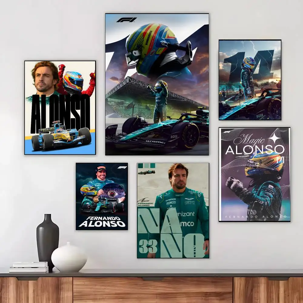 Racing Driver Fernando Alonso Poster HD Waterproof Self-Adhesive For Living Room Gift Bedroom Hallway Wall Decor