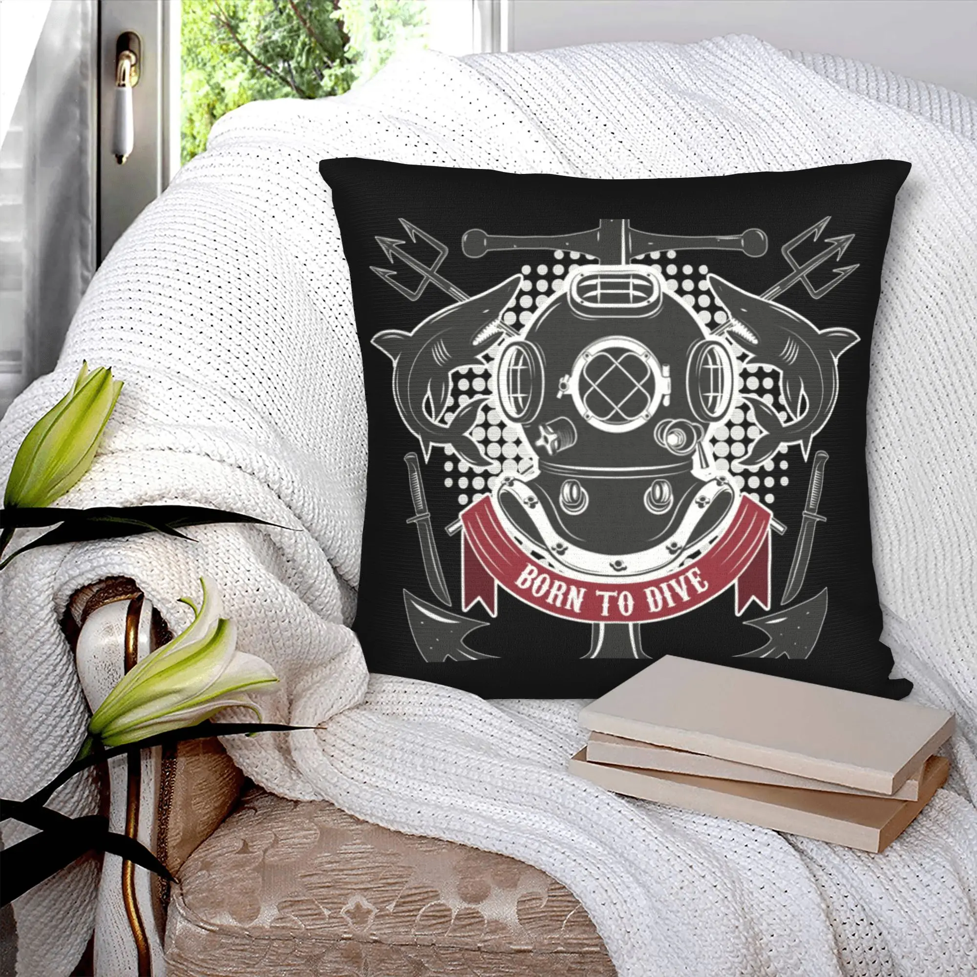 Nordic Style Scuba Diving Cushion Cover 45x45cm Soft Diver Pillow for Car Square Pillowcase Decoration