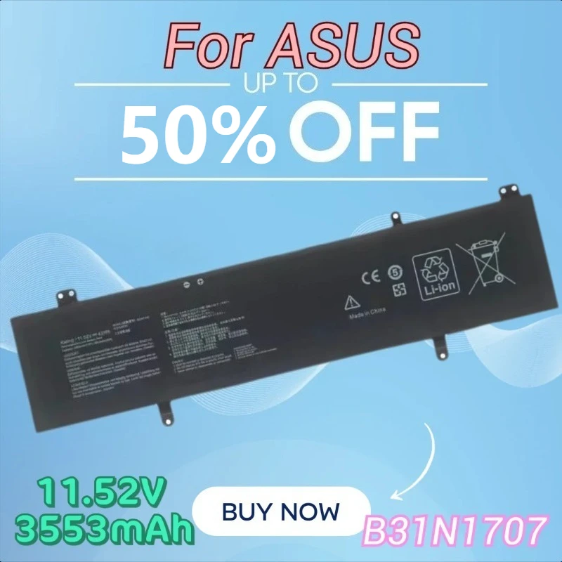 

Аккумуляторы для ноутбуков B31N1707, 11,52 В, 3553 мАч, для ASUS ZenBook S4100V S4200UQ S4000V X411U R421U