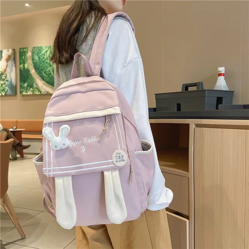 

Japanese Cute Large Capacity Nylon Women Backpack High School Student School Bag Female Girl Backpack Laptop Book Bag Mochila