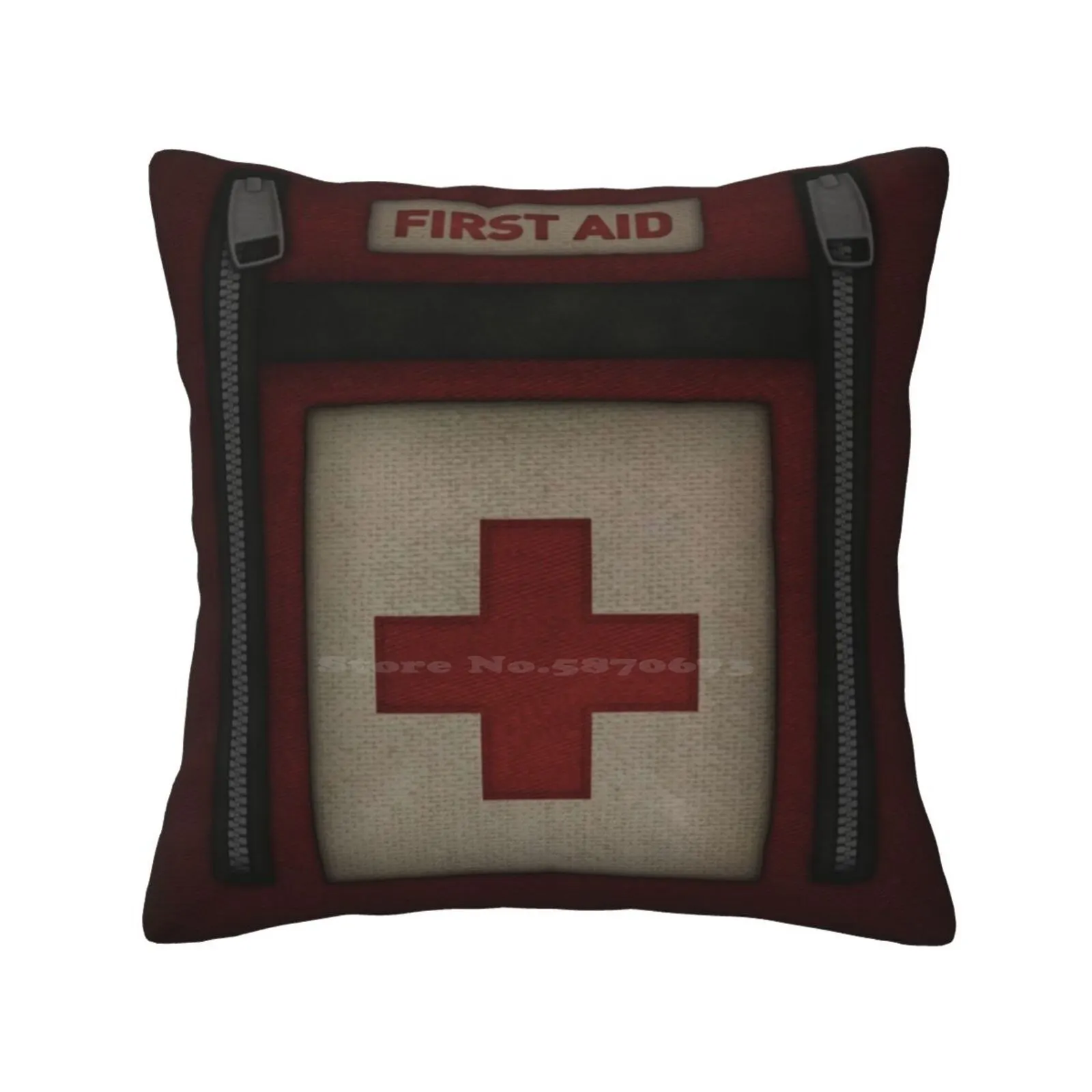 First Aid Kit Throw Cushion Pillow Cover Left Dead First Aid Kit Cover Red Black White Gaben Valve Pills Healing Epic Awesome