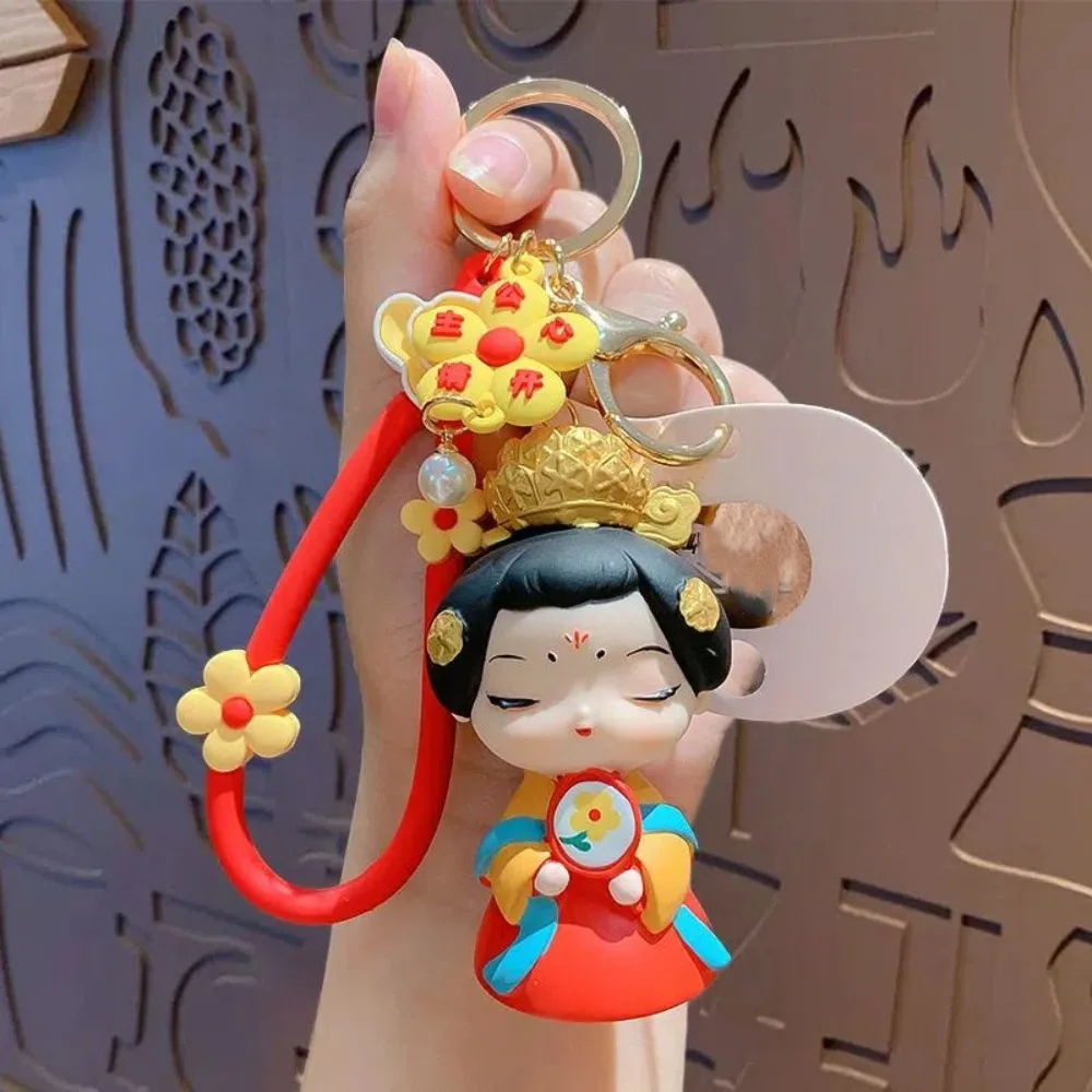 

Creative Silicone Rubber Chinese Style Keychain Bag Hanging Decoration Cartoon Dolls Pendant Ornaments Car Key Ring Gifts