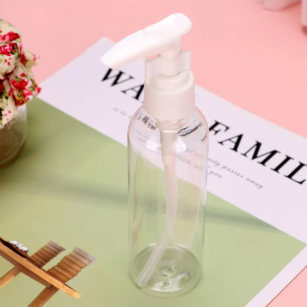 

4Pcs 100Ml Press Pump Bottle Transparent White Lightweight Easy Carry Travel Containers for Shampoo Makeup Remover