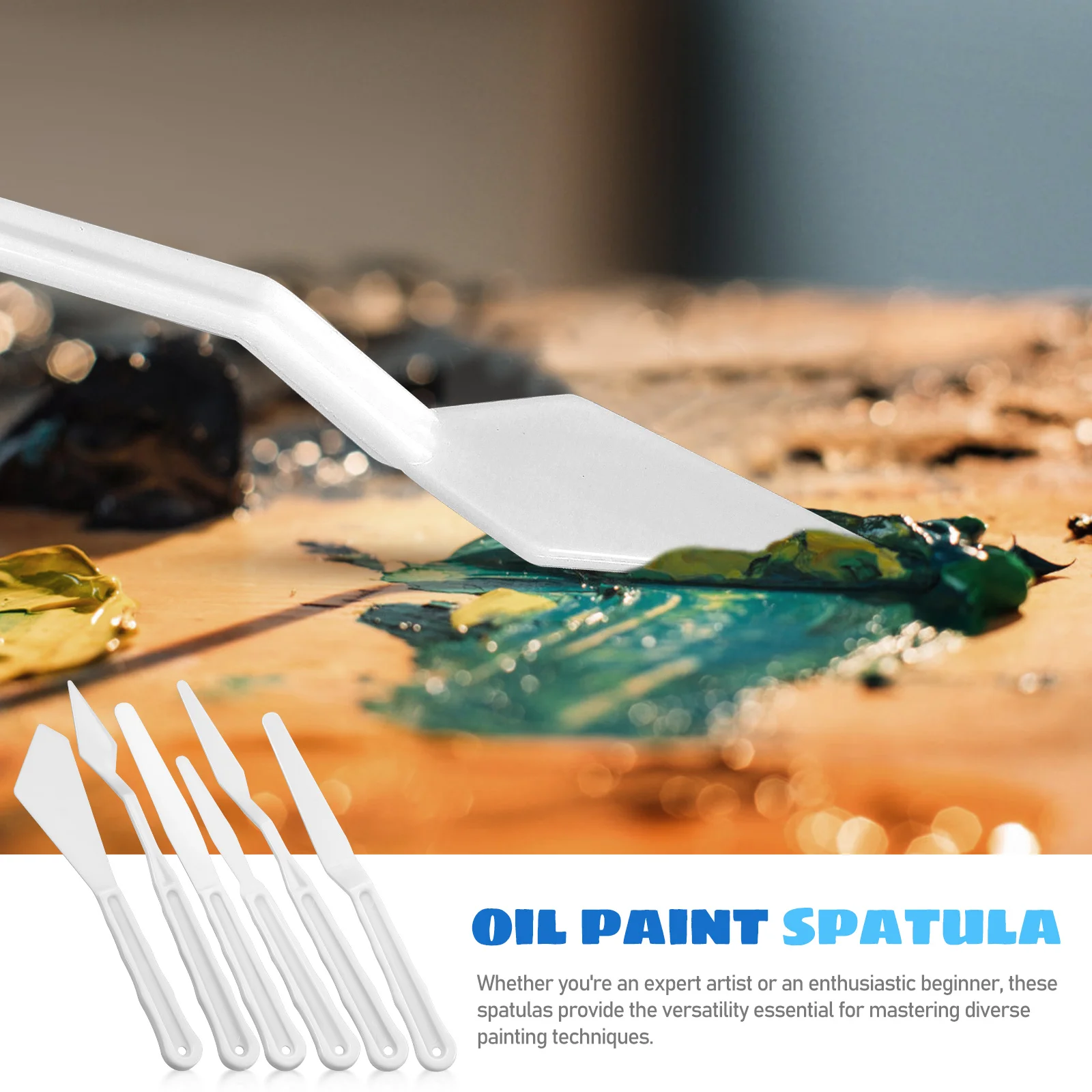 

1 Set Plastic Palette Spatulas Oil Painting Supplies Assorted Shapes Sturdy Lightweight Color Mixing Scrapers Easy Cleaning