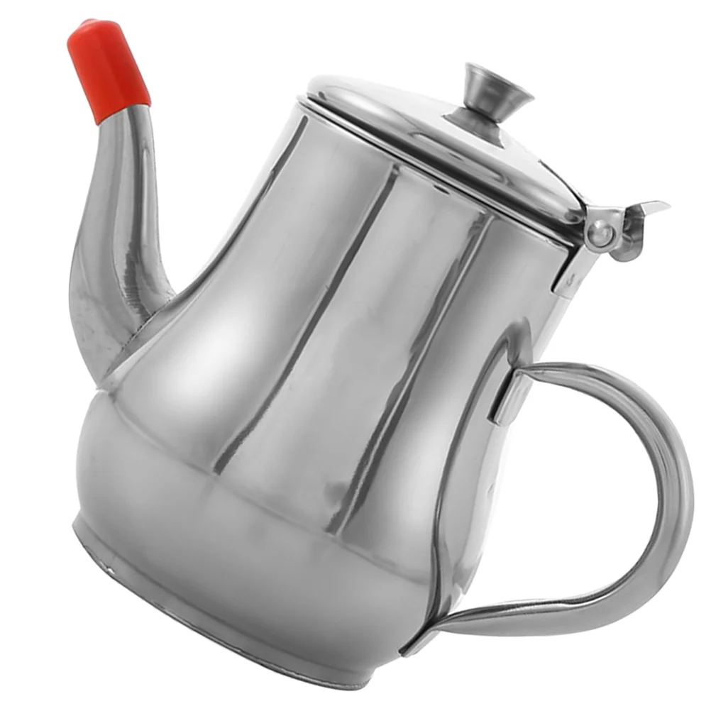 

Olive Oil Stainless Steel Pot Grease Can Holder Teapot Filtering Cup Silver Storage Kitchen Canister