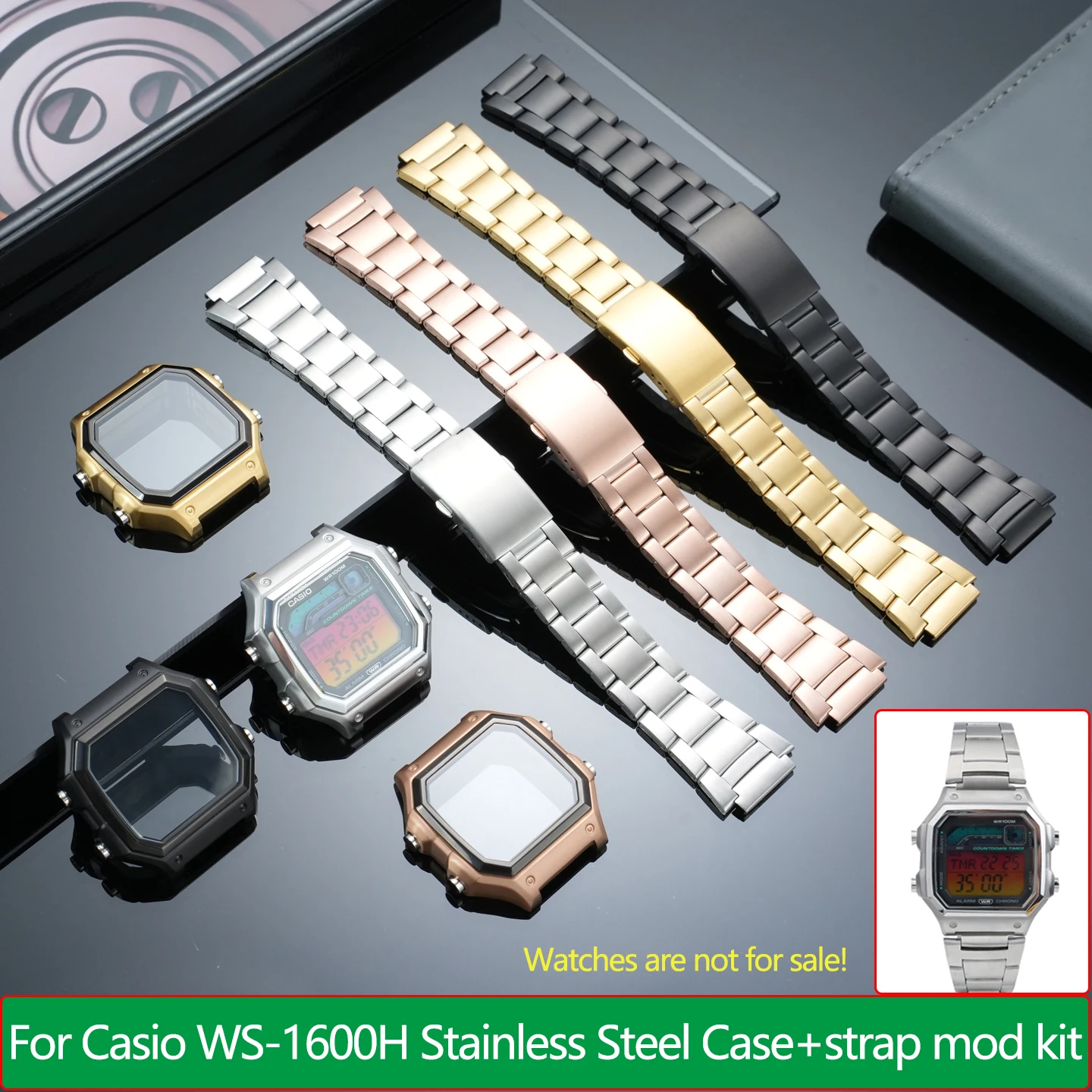 

Металлический корпус и ремешок WS-1600 для часов Casio WS-1600H, AE-1200/1300, из нержавеющей стали, аксессуары для модификации мужских часов.