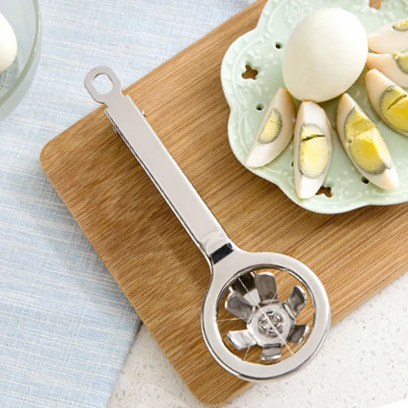 1PC Stainless Steel Egg Slicer Egg Cutter With Handle Egg Slicer 6 Equal Segments For Hard Boiled Egg Heavy Wedge Cutter Kitchen