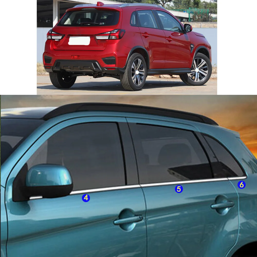 For Mitsubishi ASX 2016 2017 2018 2019 2020 2021 Car Sticker Garnish Pillar Window Middle Strip Trim Frame Hoods