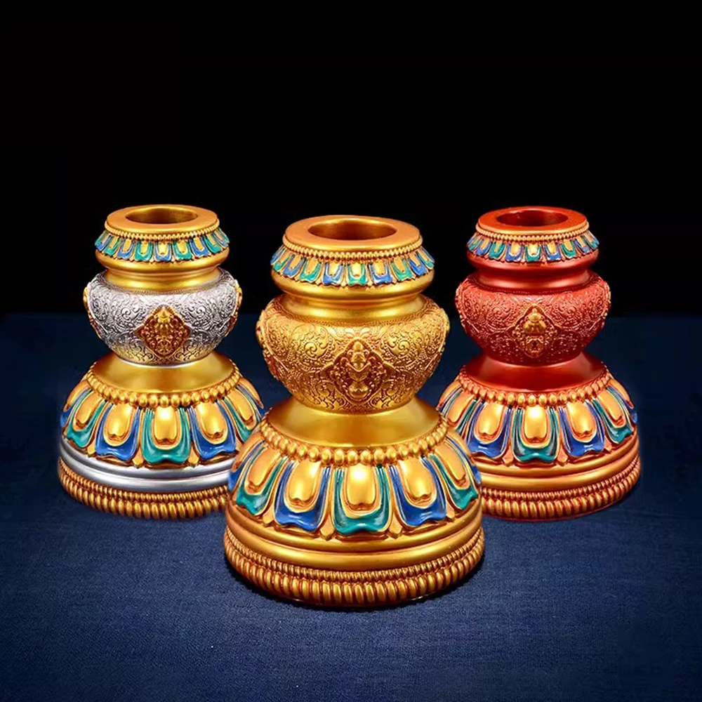 

Hand cranked prayer wheel Base, Colored drawing Eight Auspicious resin base for sutra turning cylinder, home Decor ornament