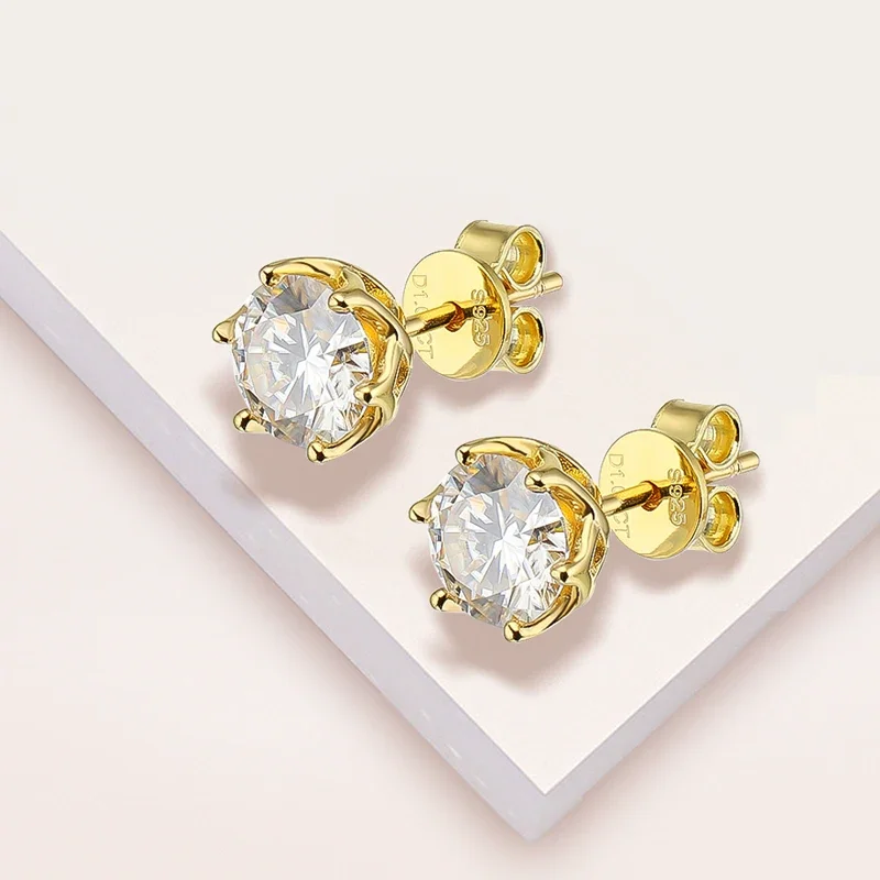 NKHOG 0.5-2 Carat D Color Moissanite 925 Sterling Silver Stud Earrings For Women Sparking Wedding Engagement Party Fine Jewelry