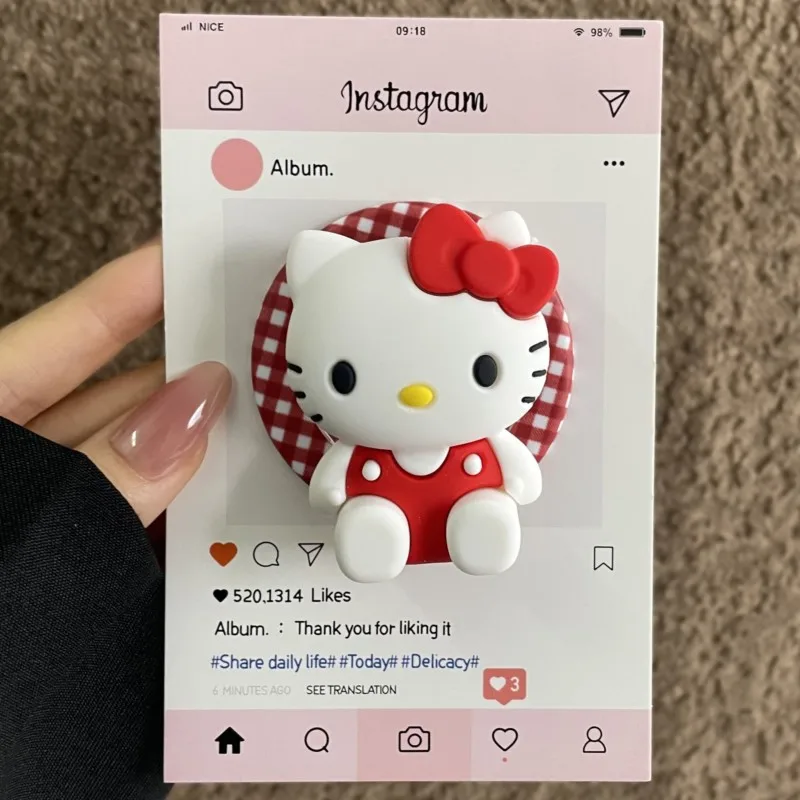 Магнитный держатель для телефона Magsafe Griptok Grip Tok с милым 3D-дизайном Hello Kitty для iPhone 18 и Samsung, складной силиконовый чехол-держатель.