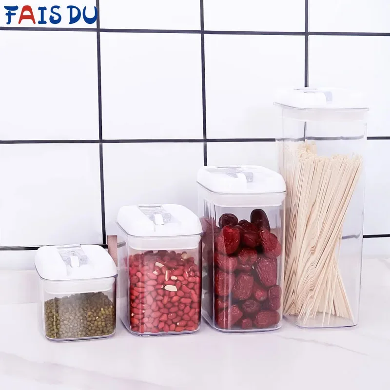 500-1900ML Kitchen Transparent Food Storage Large Sealed Box Noodle Cans Box Snacks Dry Goods Tea Storage Can Container