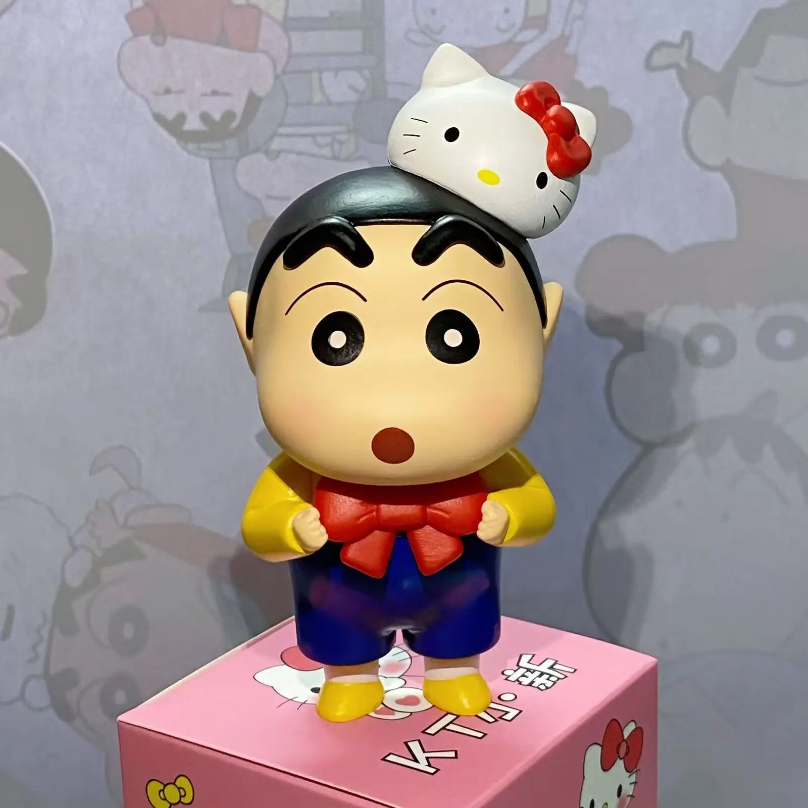 

12cm Crayon Shin-chan Figure Cosplay Lovely KT Meow Shinnosuke Wild Version Q Version Anime Action Figure Doll Model