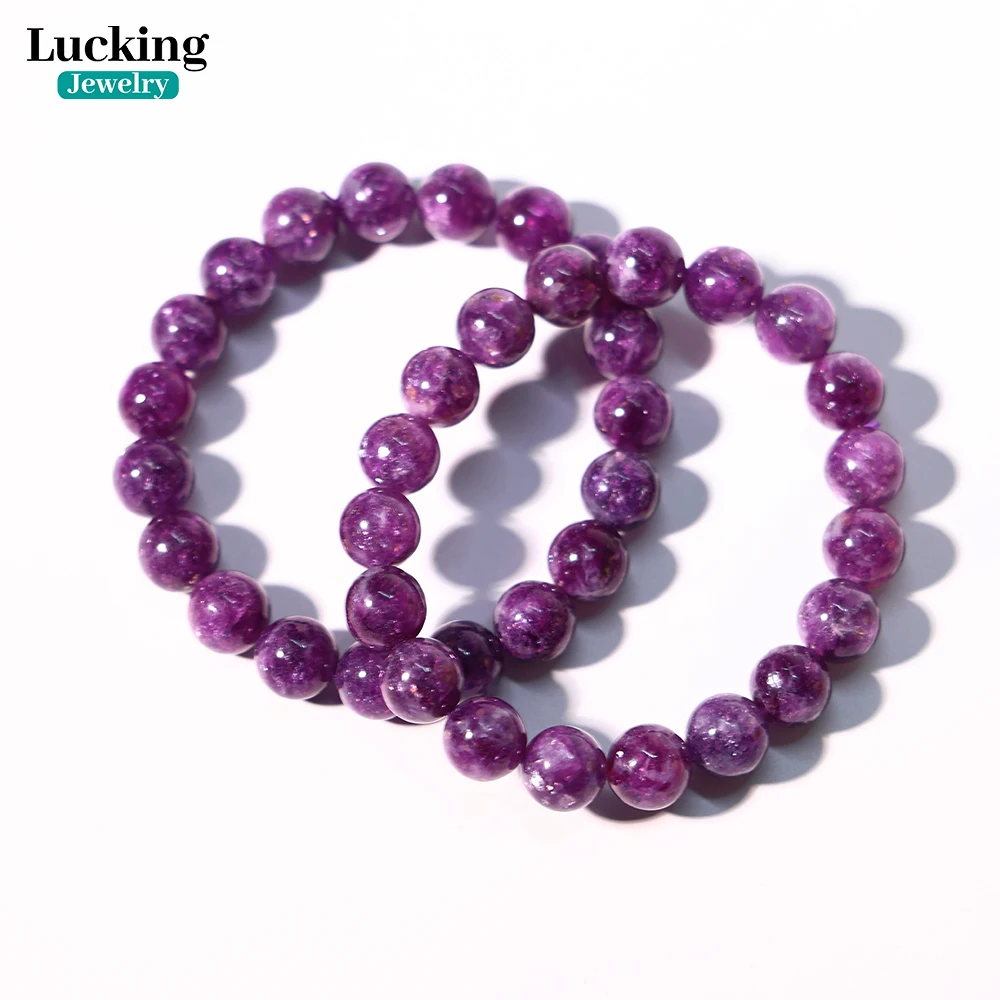

3A Natural Brazil Purple Lepidolite 8-10mm Gemstone Beads for DIY Jewelry Making, Healing Crystal Bracelets, Craft Supplies