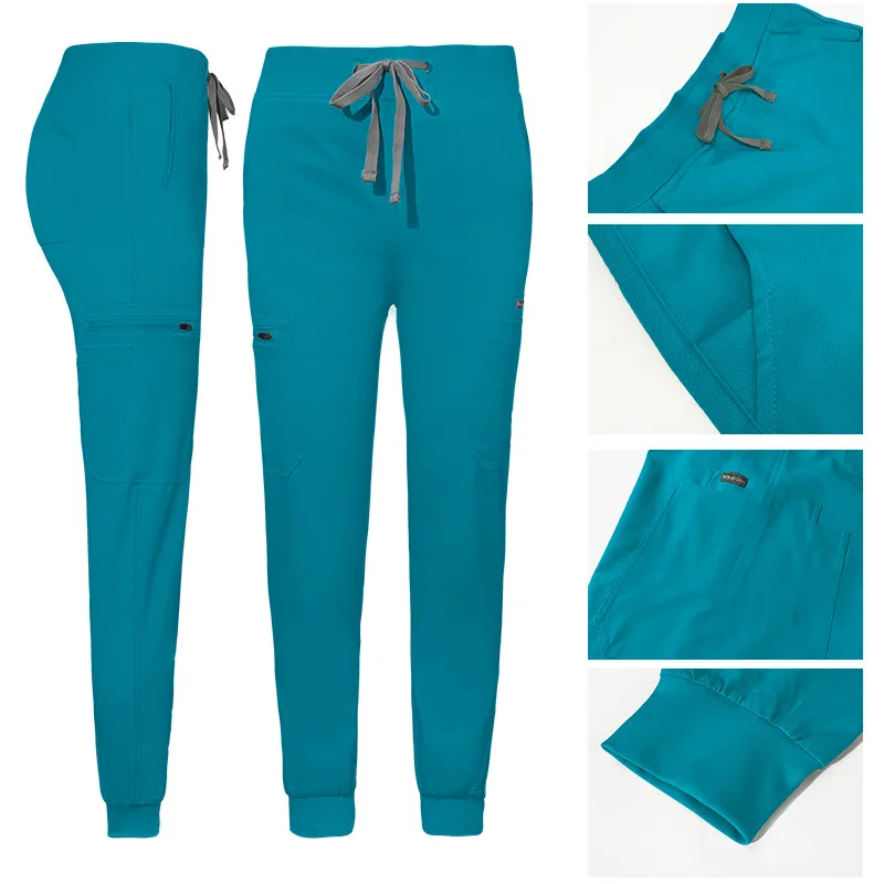 Multicolour Jogger Suits Doctor Nursing Uniforms Short Sleeve V-Neck Tops Pocket Pants Nurse Scrubs Set Medical Clinical Clothes