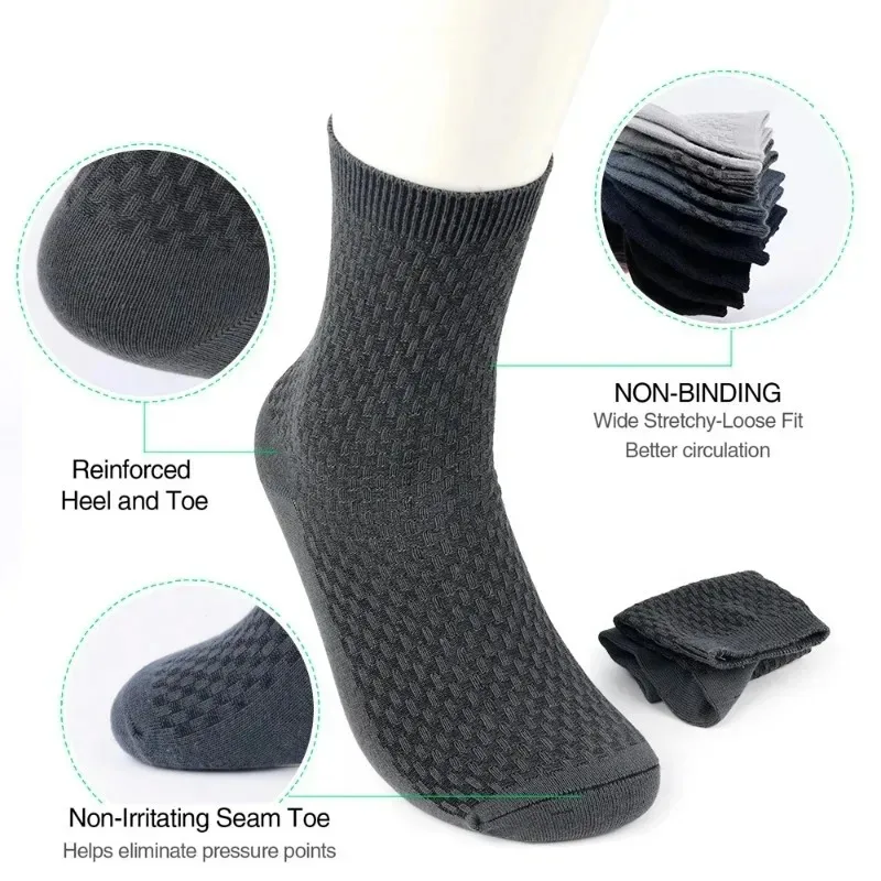 Men\'s Bamboo Fiber Socks Men Deodorant Sock High Tube Business Solid Breathable Men Women Elastic Socks Casual Man Dress Sock