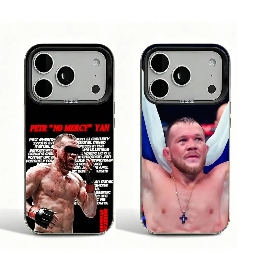 

P-Petr Y-Yan Fight Vintage Black Matte Phone Case For iPhone 12 11 14 13 17 16 15 Pro Max Large Lens Frame Cover