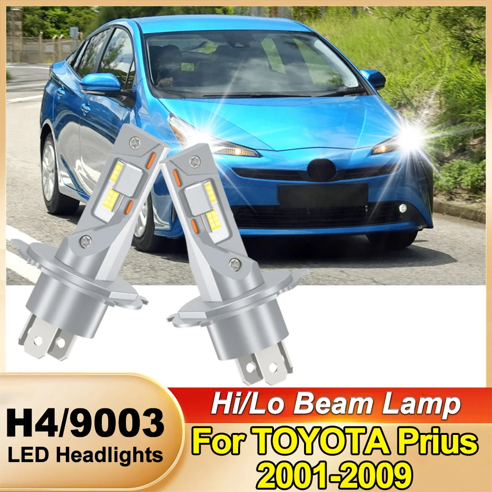

2 шт. светодиодные лампы H4 для фар автомобиля, 6000K, супербелые, 100 Вт, 30000 лм, с чипами CSP, для Toyota Prius 2001-2009, установка Plug and Play