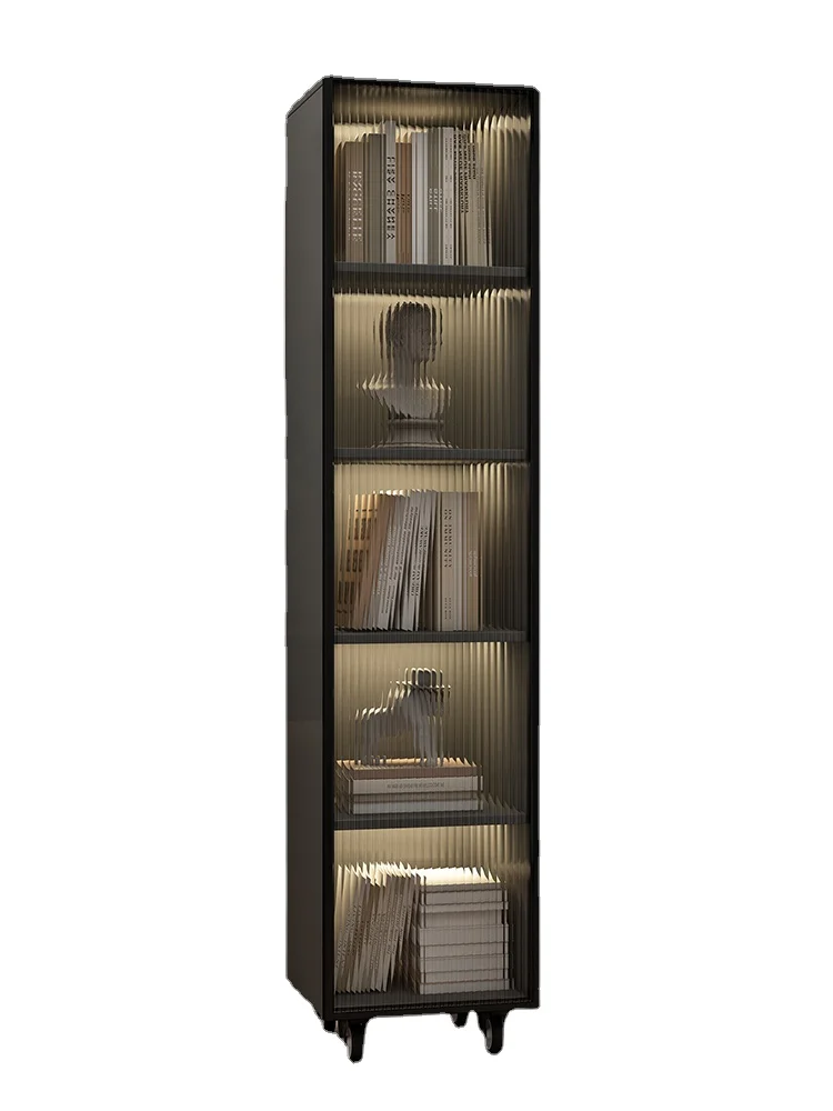 PQF Bookcase with Glass Door Display Cabinet Entire Wall to Top Bookshelf Full Wall Cabinet